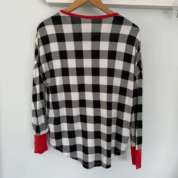 Little Sleepies Holiday Buffalo Plaid Women's Small Pajama Top - Picture 2 of 4